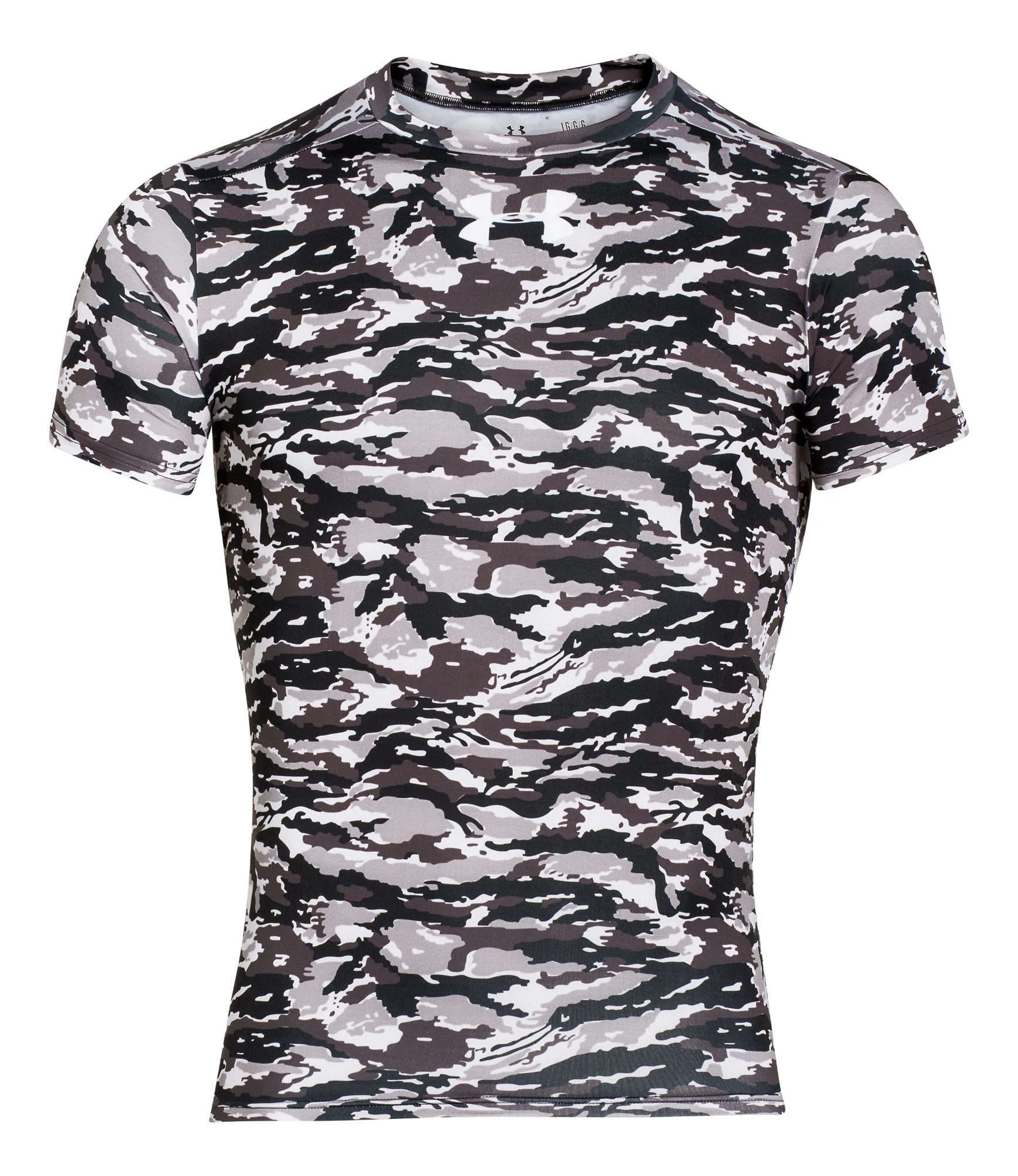 Mens Under Armour Woodland Stealth Camo Compression Shirt Short Sleeve