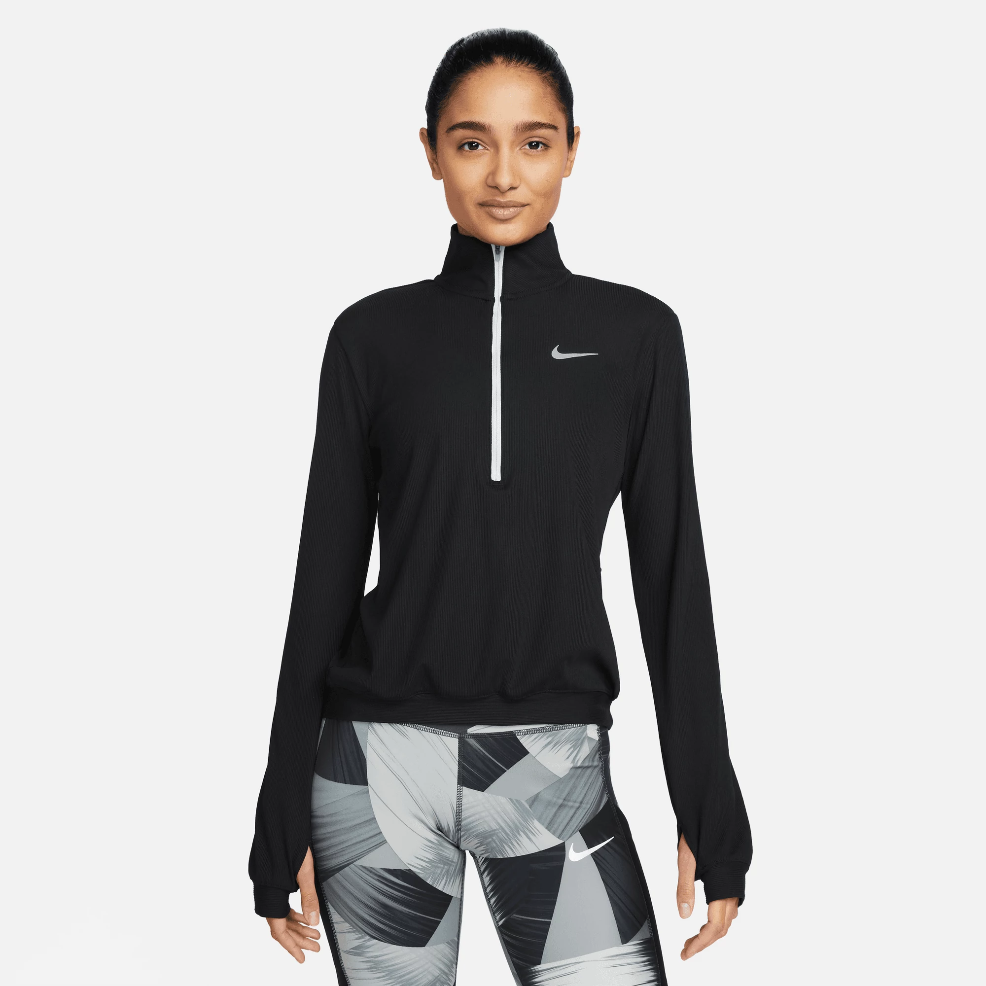 Womens Nike Dri-FIT Element Textural Long Sleeve Half Zip Technical Tops