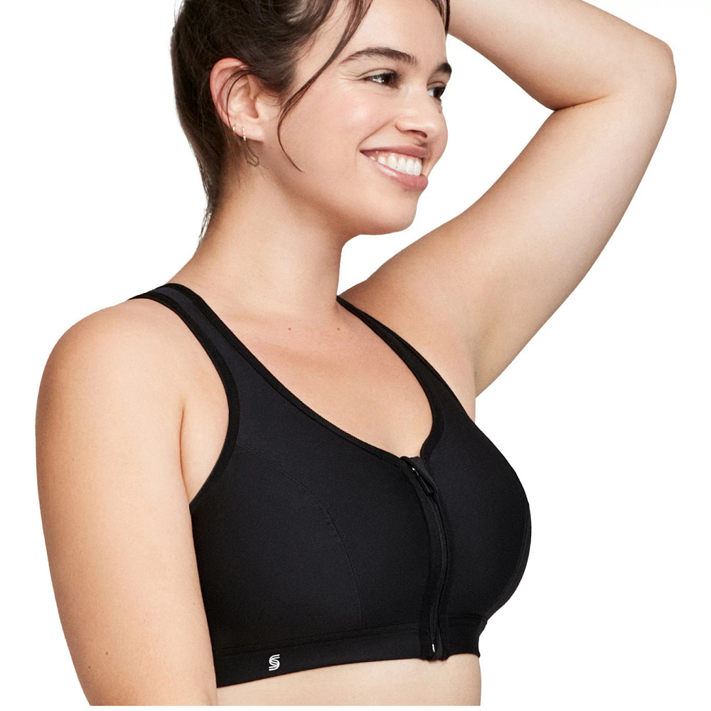 Womens Glamorise Full Figure Plus Size Zip Up Front-Closure Wirefree Sports  Bras