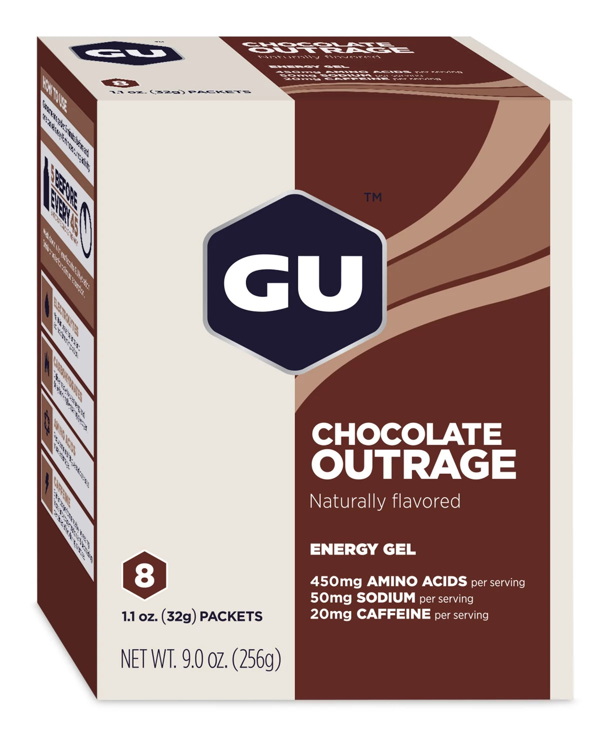 GU Energy Gel 8 Pack - Chocolate Outrage | Nutrition - Road Runner Sports