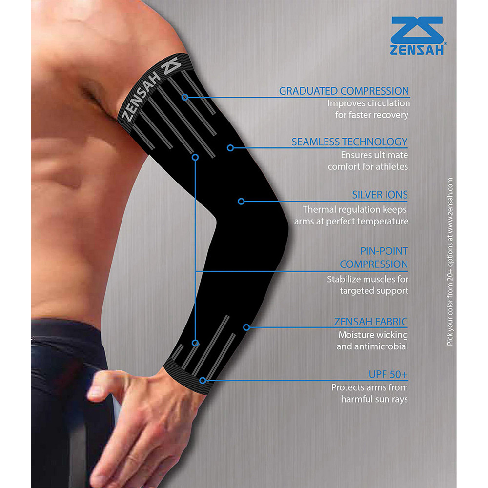 Zensah Compression Arm Sleeves Injury Recovery Handwear