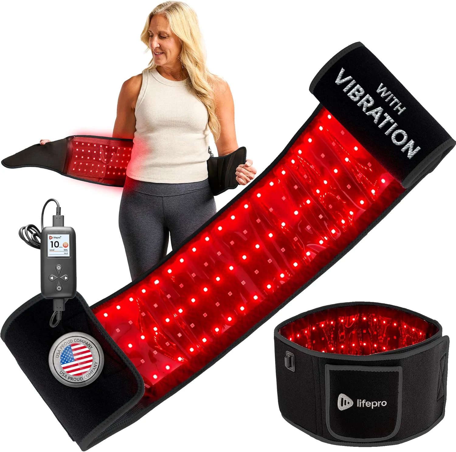 LifePro AllevaRed Pro Light Therapy Belt Black Injury Recovery