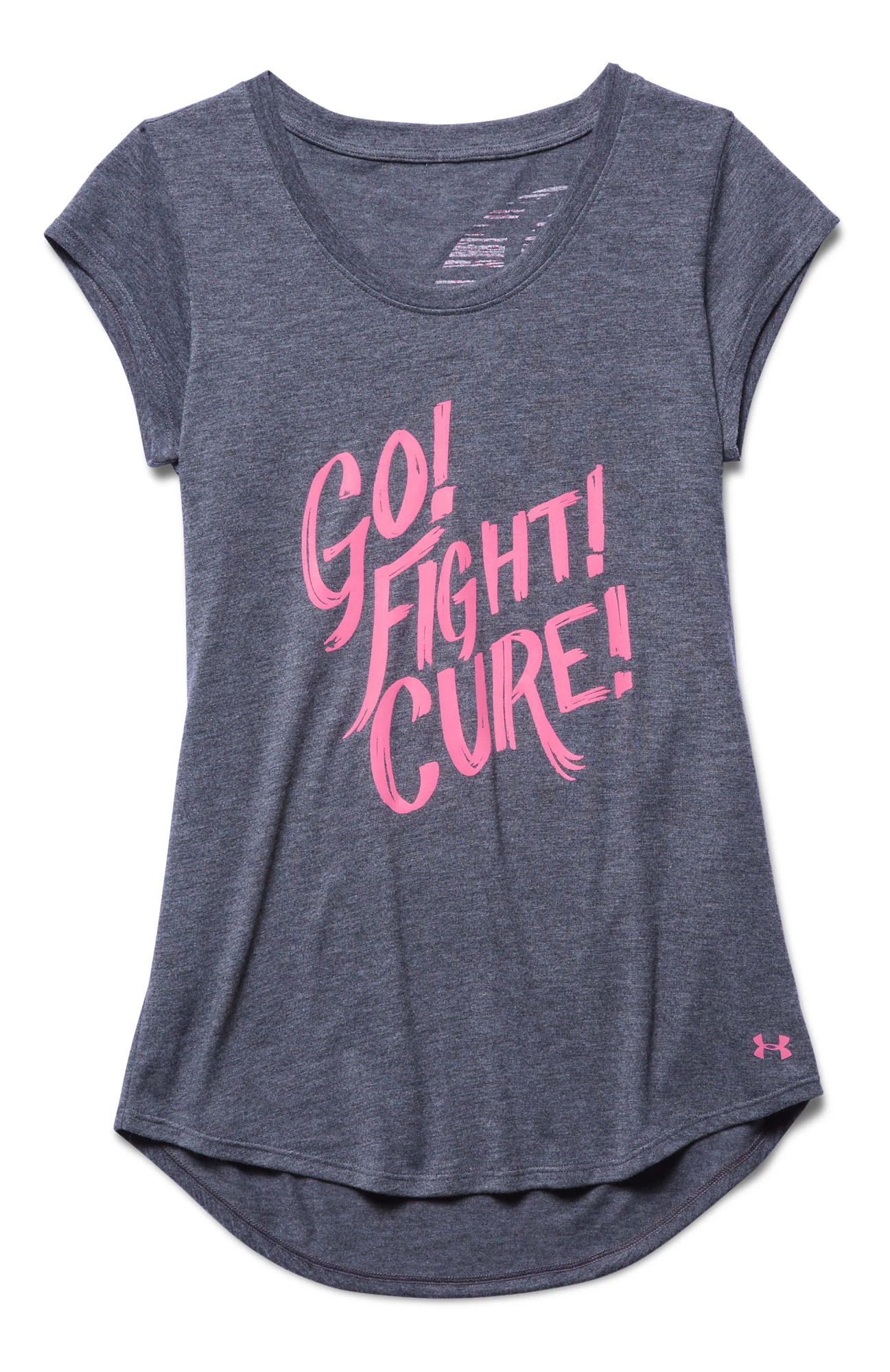 Womens Under Armour Power in Pink Go Fight Cure T Short Sleeve
