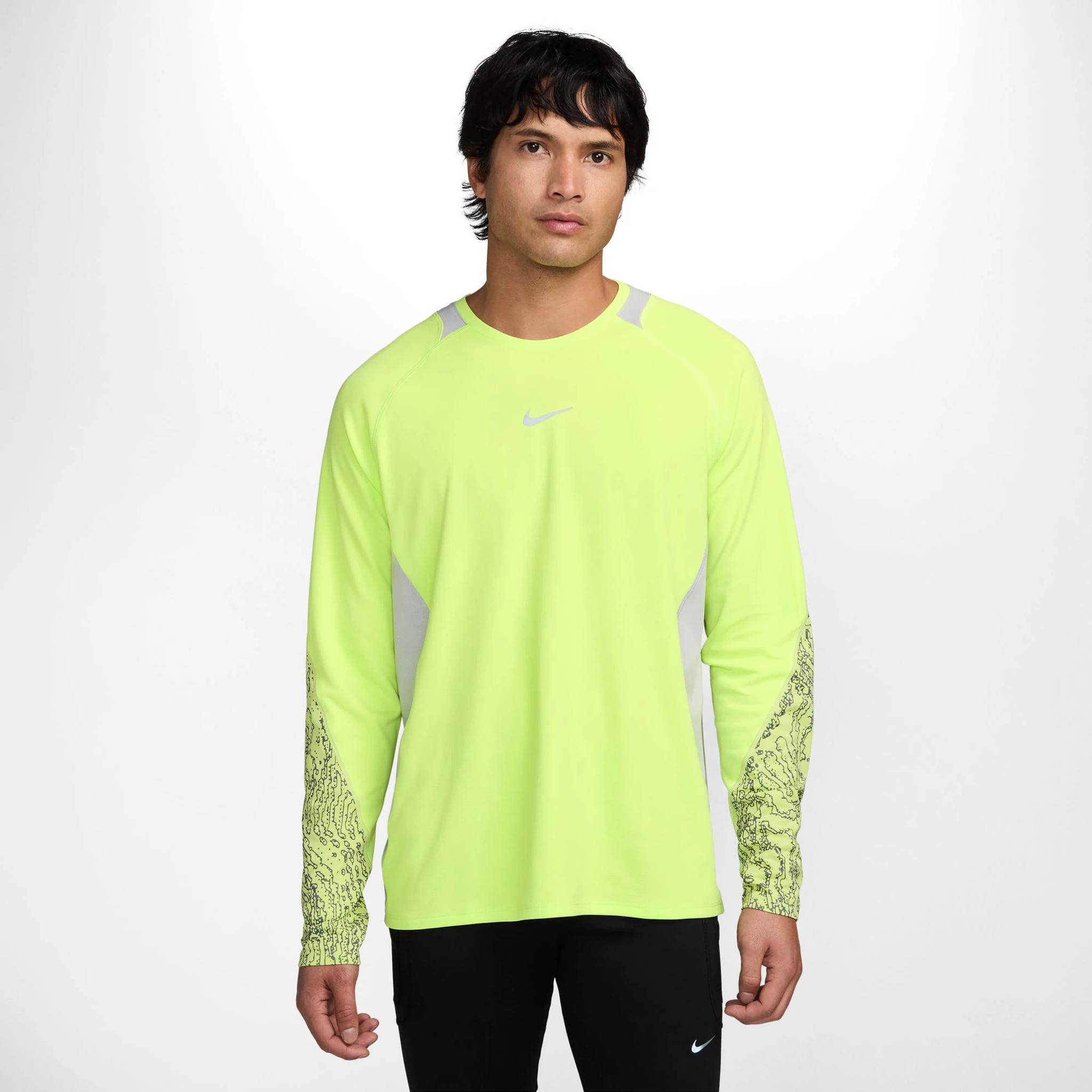 Men's Nike Stride Winter Long Sleeve Top - Light Lemon Twist, Size: L | Apparel - Road Runner Sports