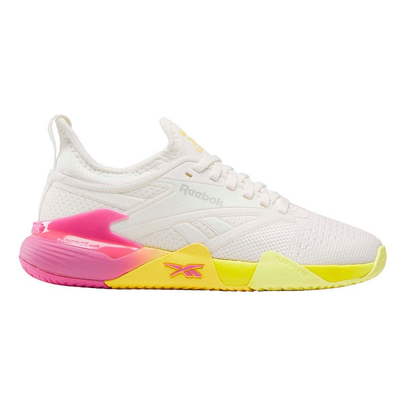 Women's Reebok Nano Court - Chalk / Pink / Golden, Size: 8.5, Medium | Footwear - Road Runner Sports