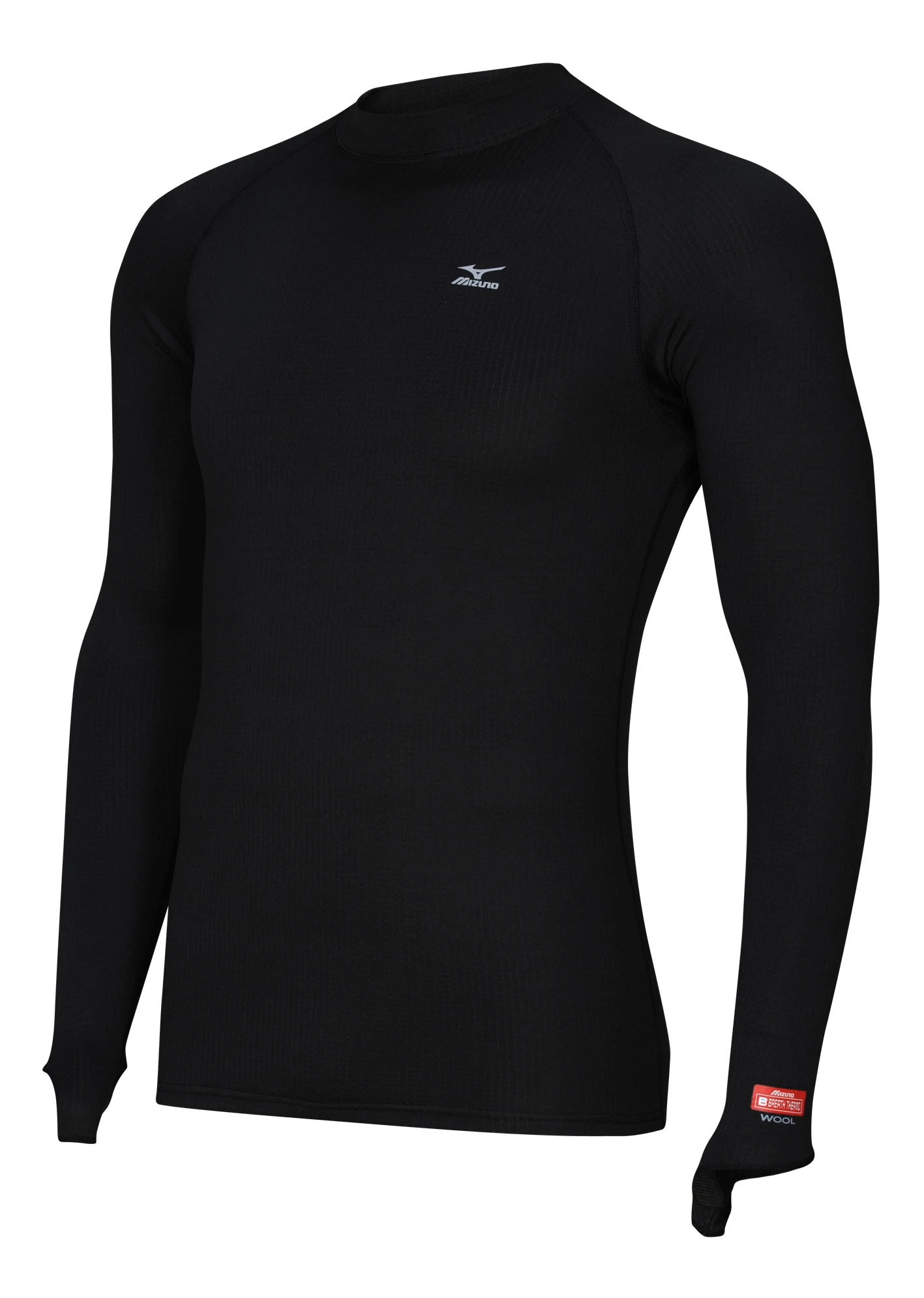 Mens Mizuno Breath Thermo Wool Mock Turtleneck Long Sleeve No Zip ...