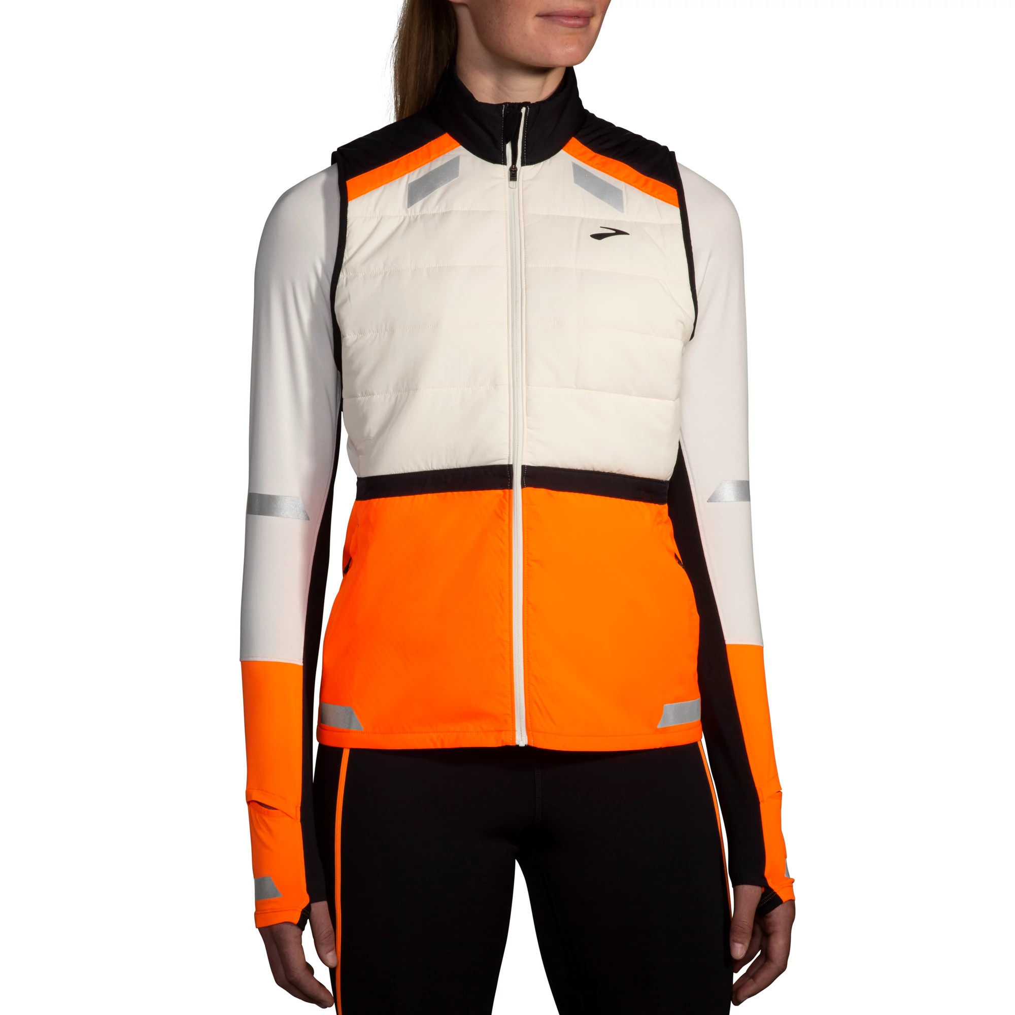 BROOKS Run Visible Convertible Jacket Blanche Grise et Jaune fluo pour Femme