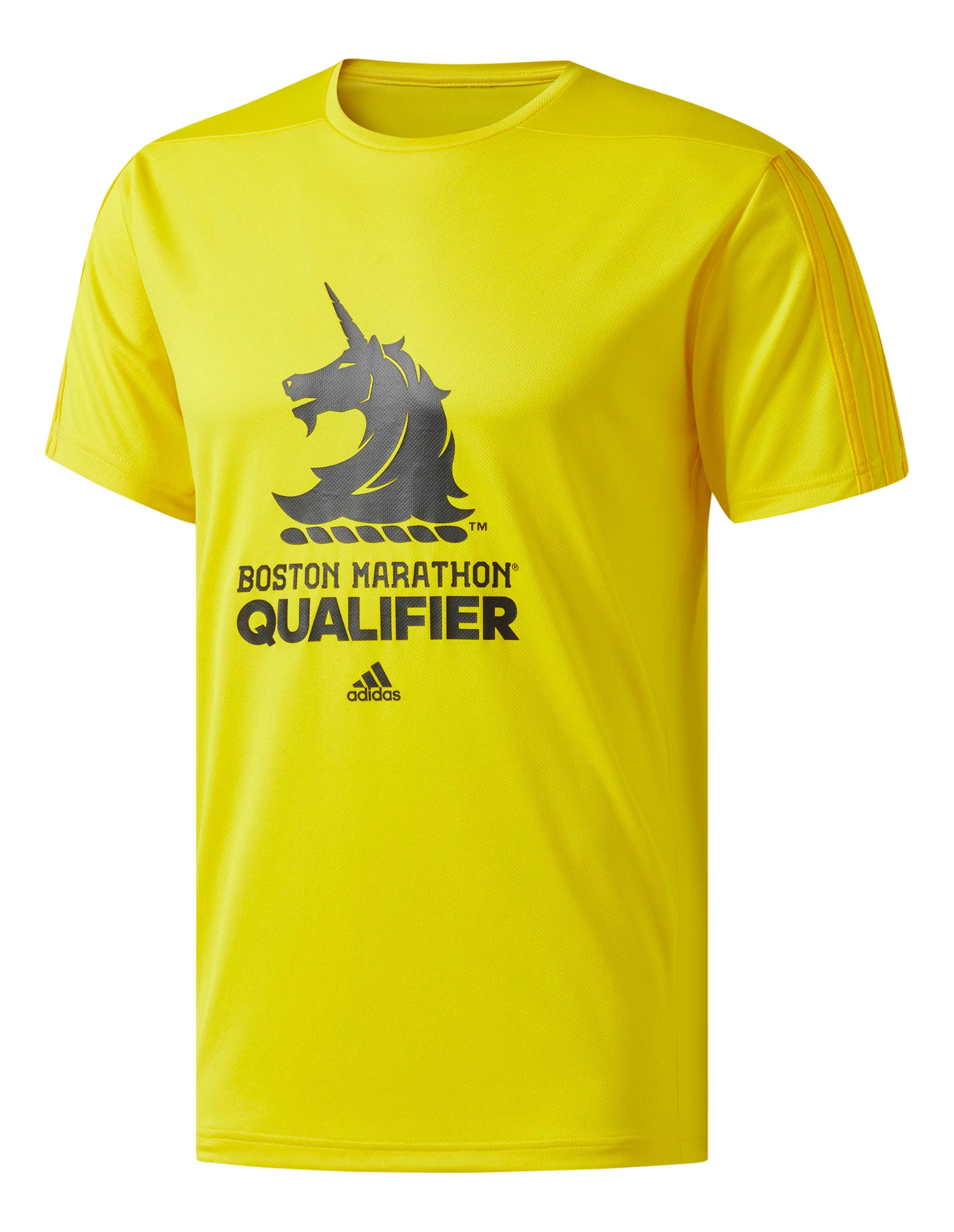 Mens adidas Boston Marathon Qualifier T-Shirt Short Sleeve Technical Tops -  Yellow