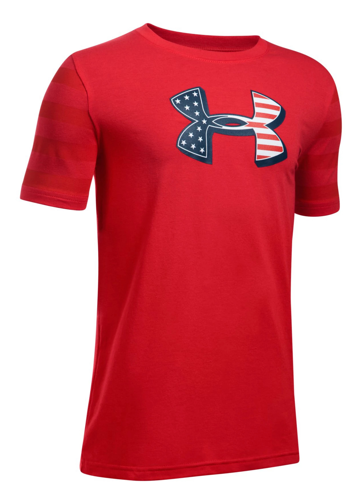 Under Armour Boys Big Logo Flag Tee Short Sleeve Technical Tops