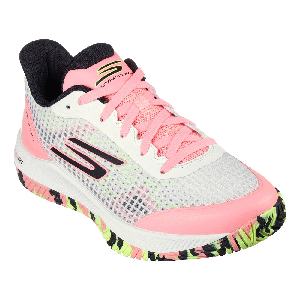 White and pink outlet skechers