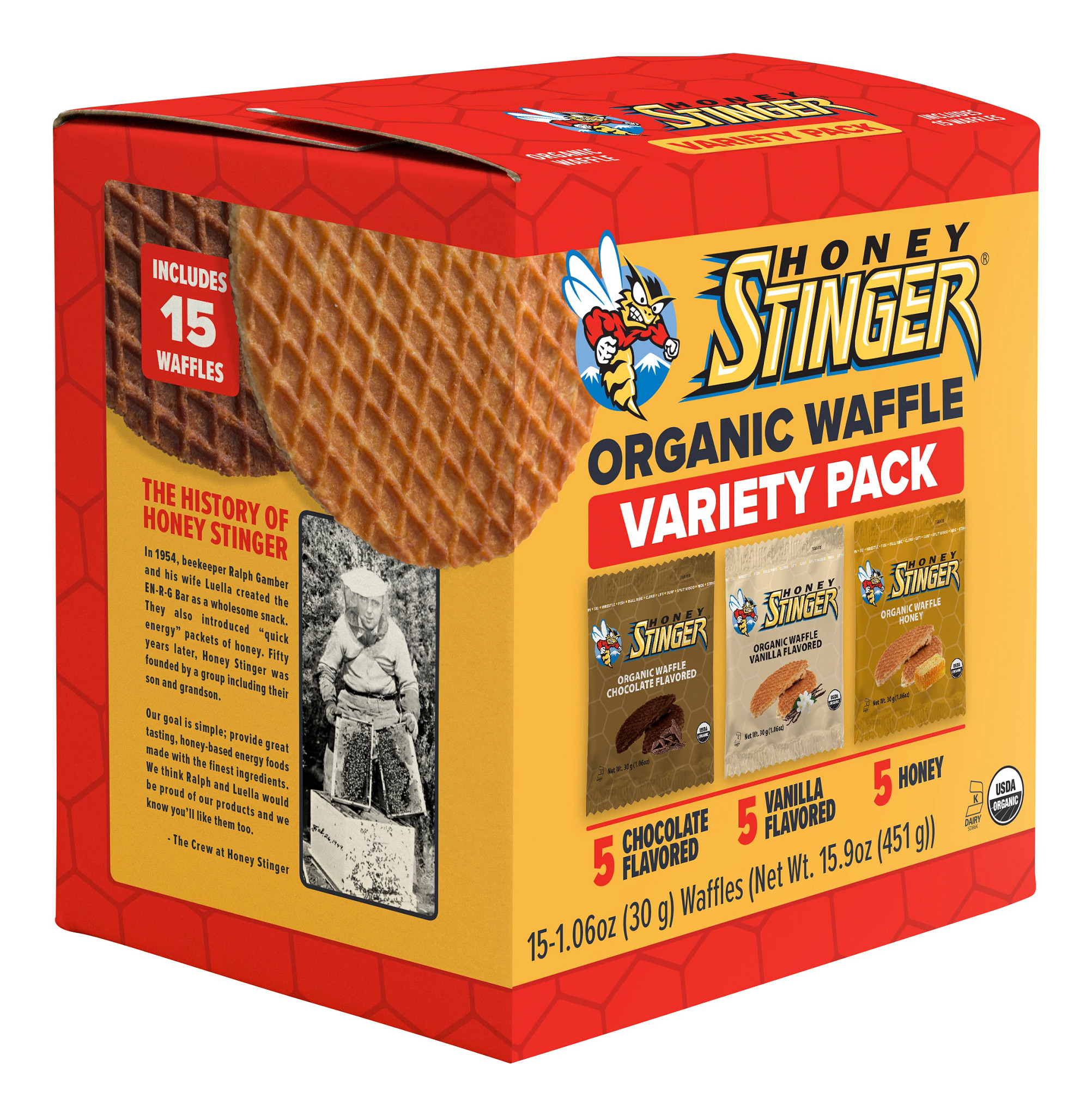 Honey Stinger Organic Waffle 15 Pack Bars 