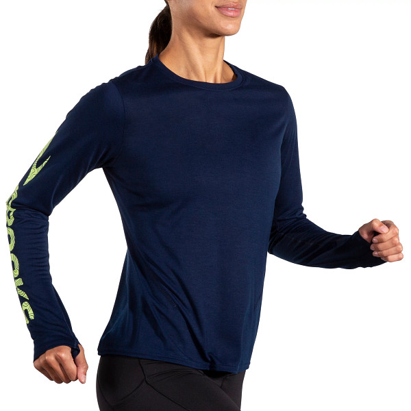 (取寄) ブルックス レディース ディスタンス ロング スリーブ 3.0 Brooks women Distance Long Sleeve 3.0 Moroccan Blue/Brooks Stack Women's Distance Long Sleeve 3.0 | Performance & Comfort