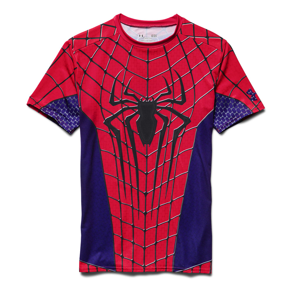 Mens Under Armour Amazing Spiderman Compression Shirt Short Sleeve