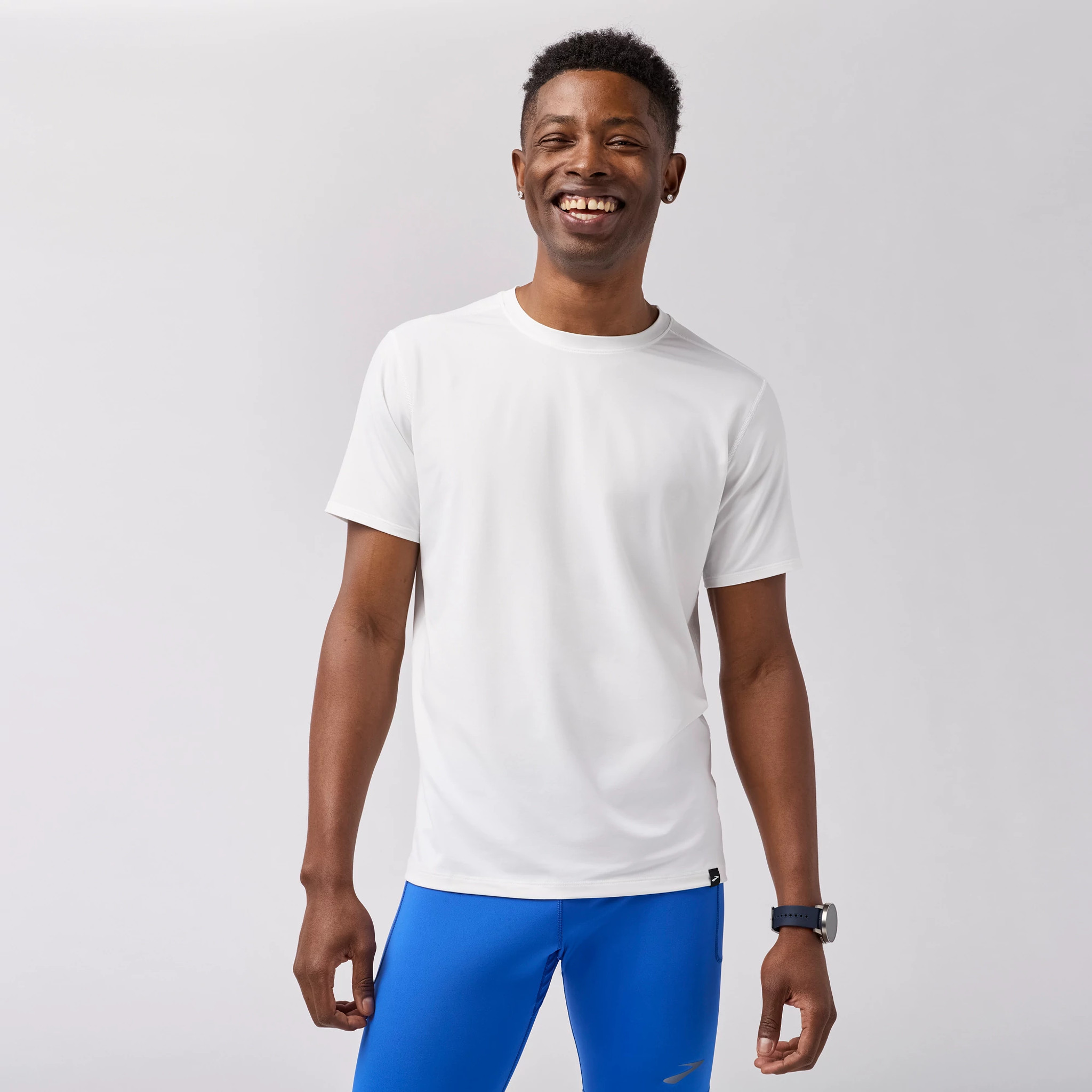 Men's Brooks Luxe Short Sleeve - White, Size: L | Apparel - Road Runner Sports