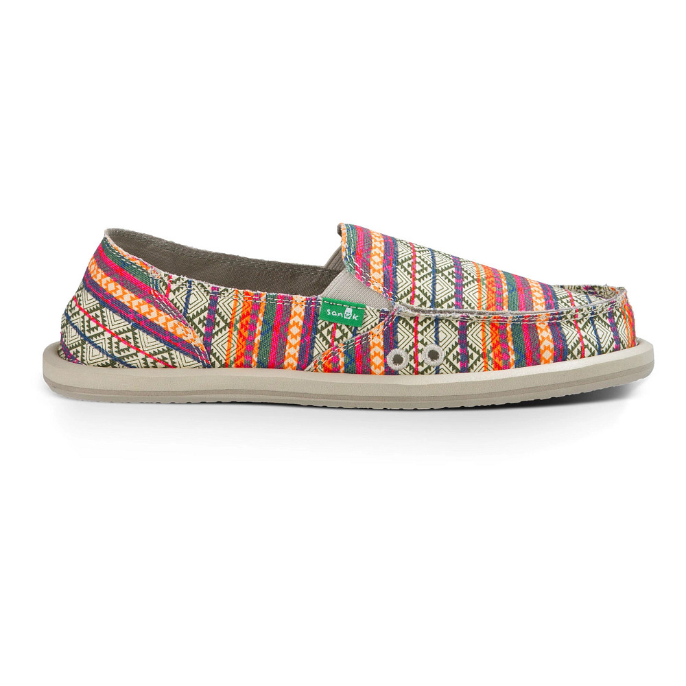 New Sanuk Womens 9 Loafer Casual Shoes Multicolor Tribal Print