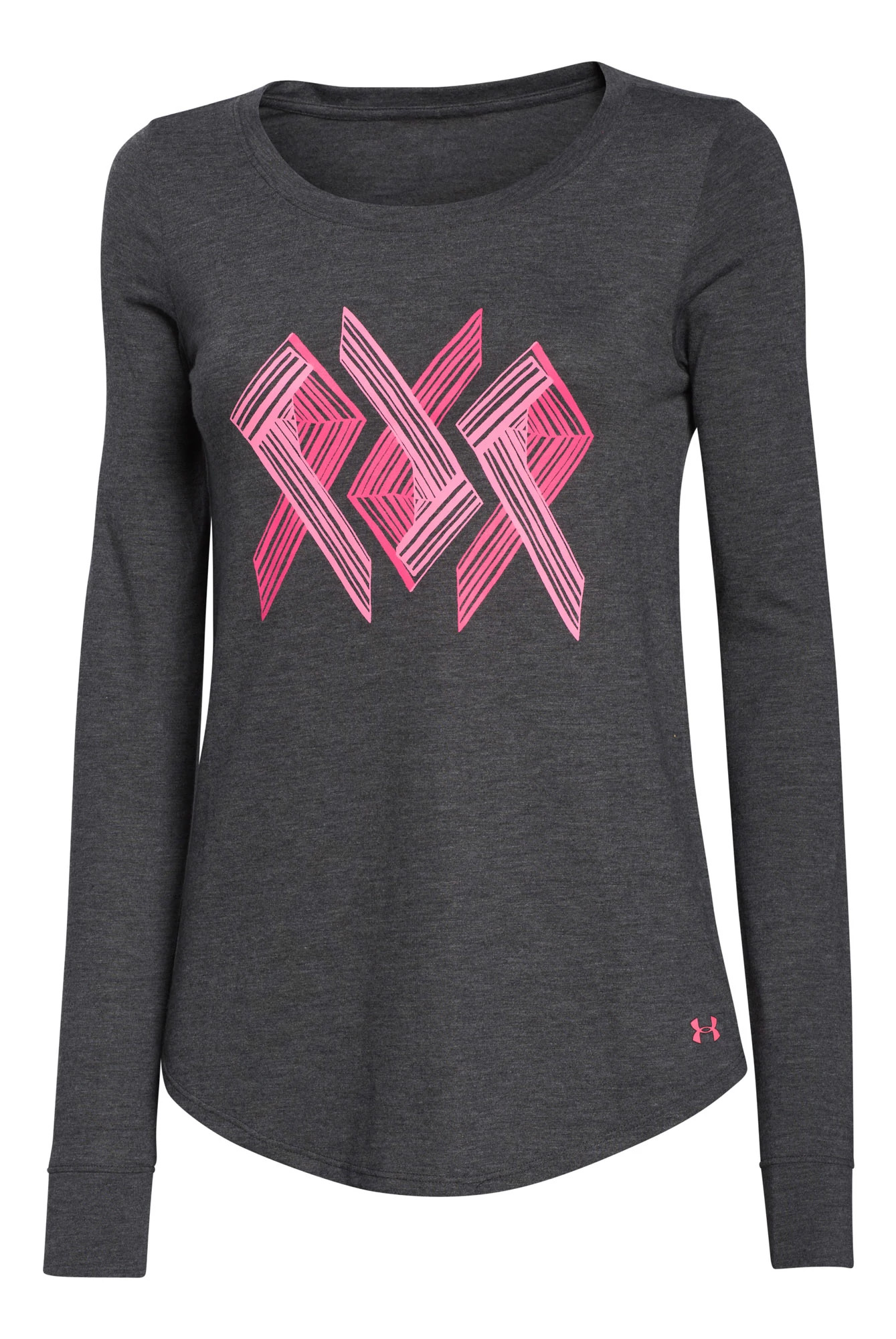 Womens Under Armour Power in Pink Triple Ribbon Long Sleeve No Zip