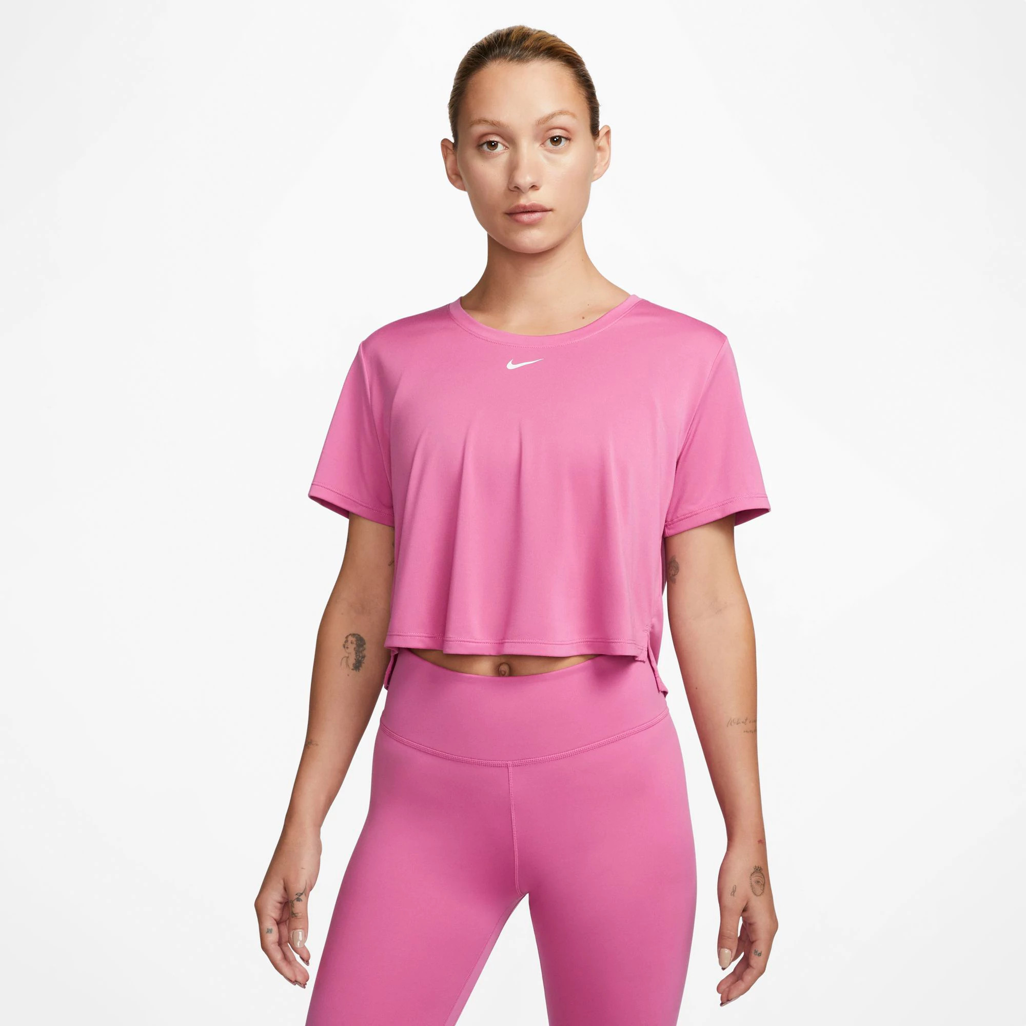 Womens Nike One Dri-FIT Short Sleeve Crop Technical Tops