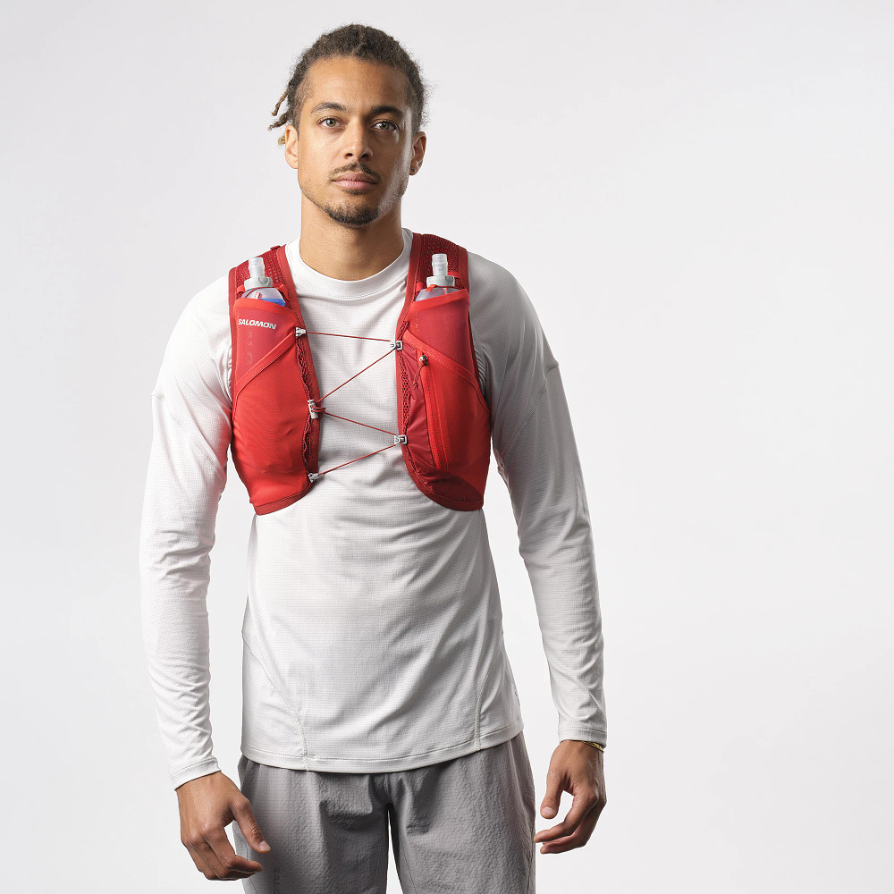 Salomon Active Skin 4 レッド Salomon Active Skin 4 Unisex Running Vest Pack GojiBerry