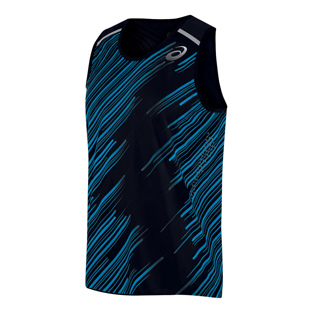 Mens ASICS Impact Singlet Sleeveless & Tank Technical Tops - Black