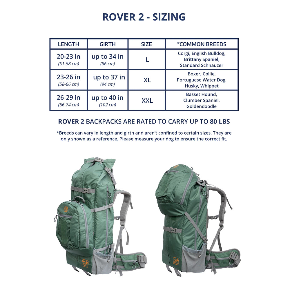 K9 Sport Sack Rover 2 Green Big Dog Carrier & Backpacking Pack, Large