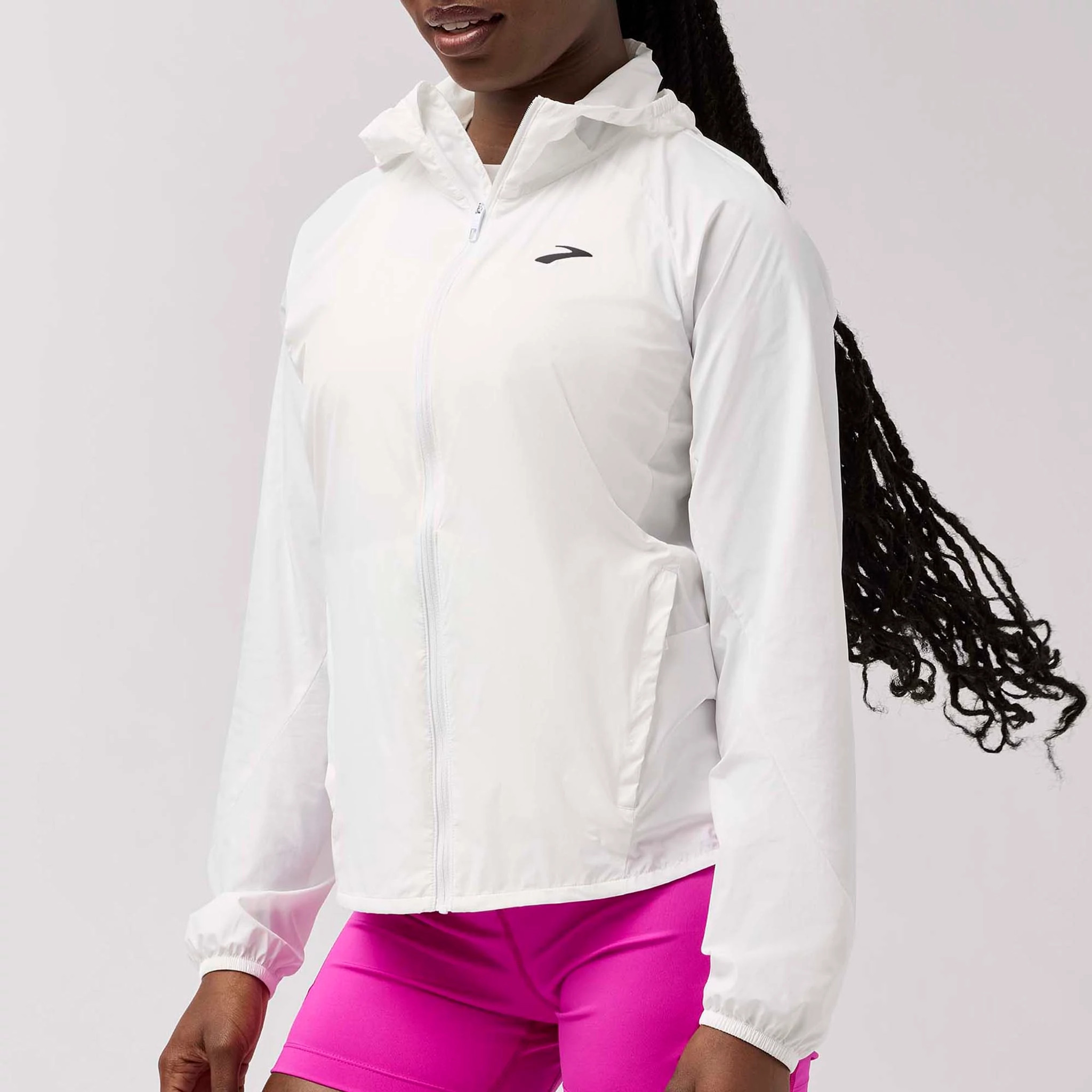 Women's Brooks Canopy Packable Jacket - White, Size: L | Apparel - Road Runner Sports