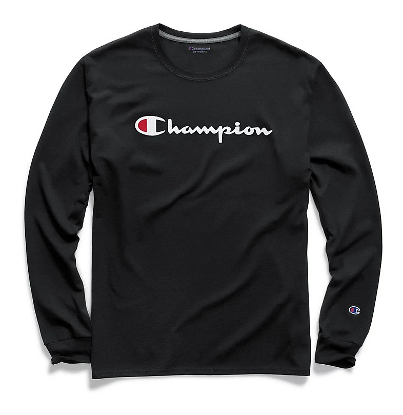 Mens Champion Classic Jersey Graphic Tee Long Sleeve Technical Tops
