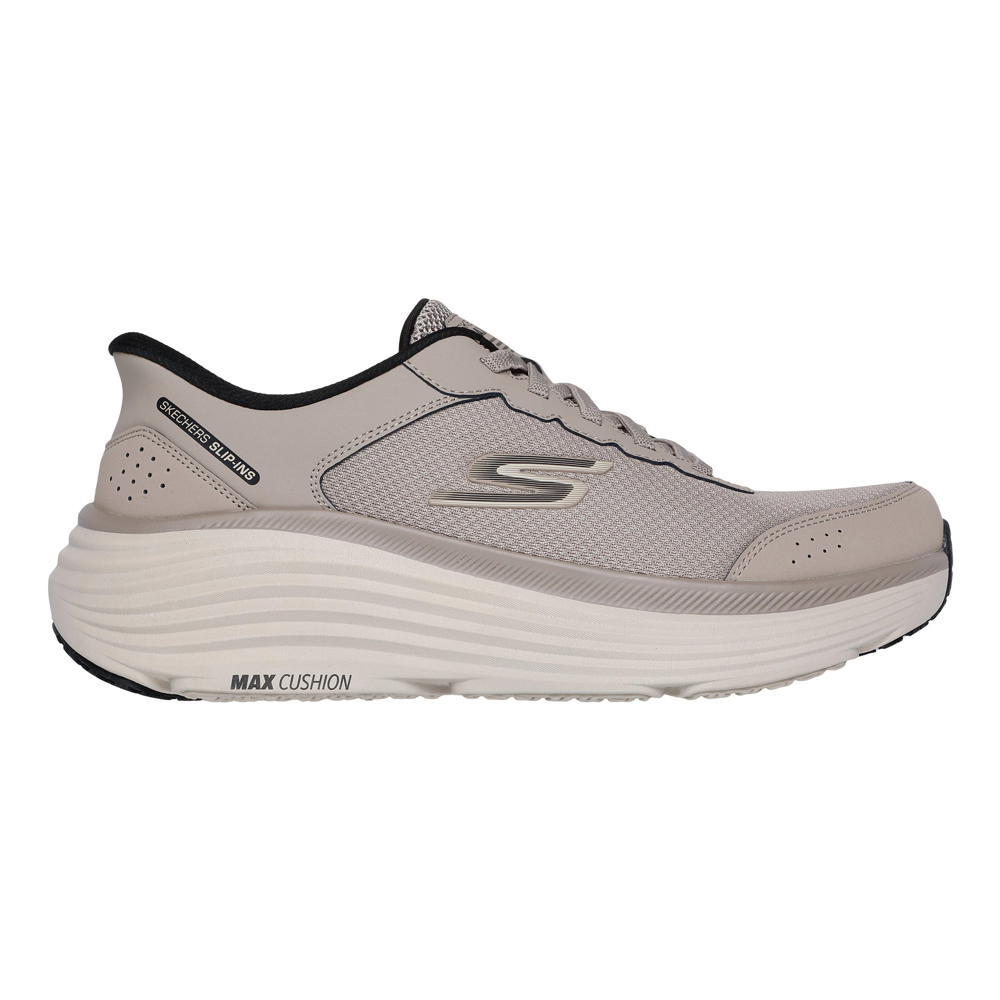 Men's Skechers Max Cushioning Endeavour - Cardova - Taupe / Black, Size: 10, Extra Wide | Footwear - Road Runner Sports
