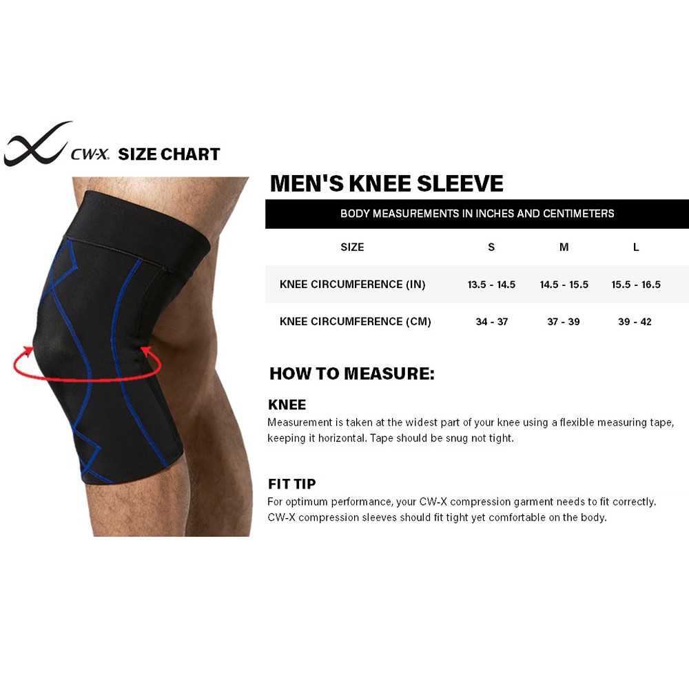 lomme Lam Detektiv Mens CW-X Stabilyx Knee Compression Sleeve Fitness Equipment