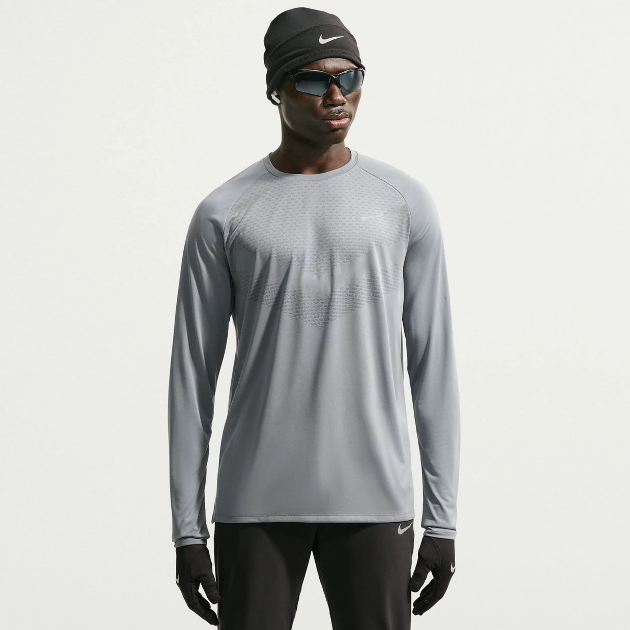 Men's Nike Dri-FIT ADV Stride Long Sleeve Top - Smoke Grey, Size: L | Apparel - Road Runner Sports
