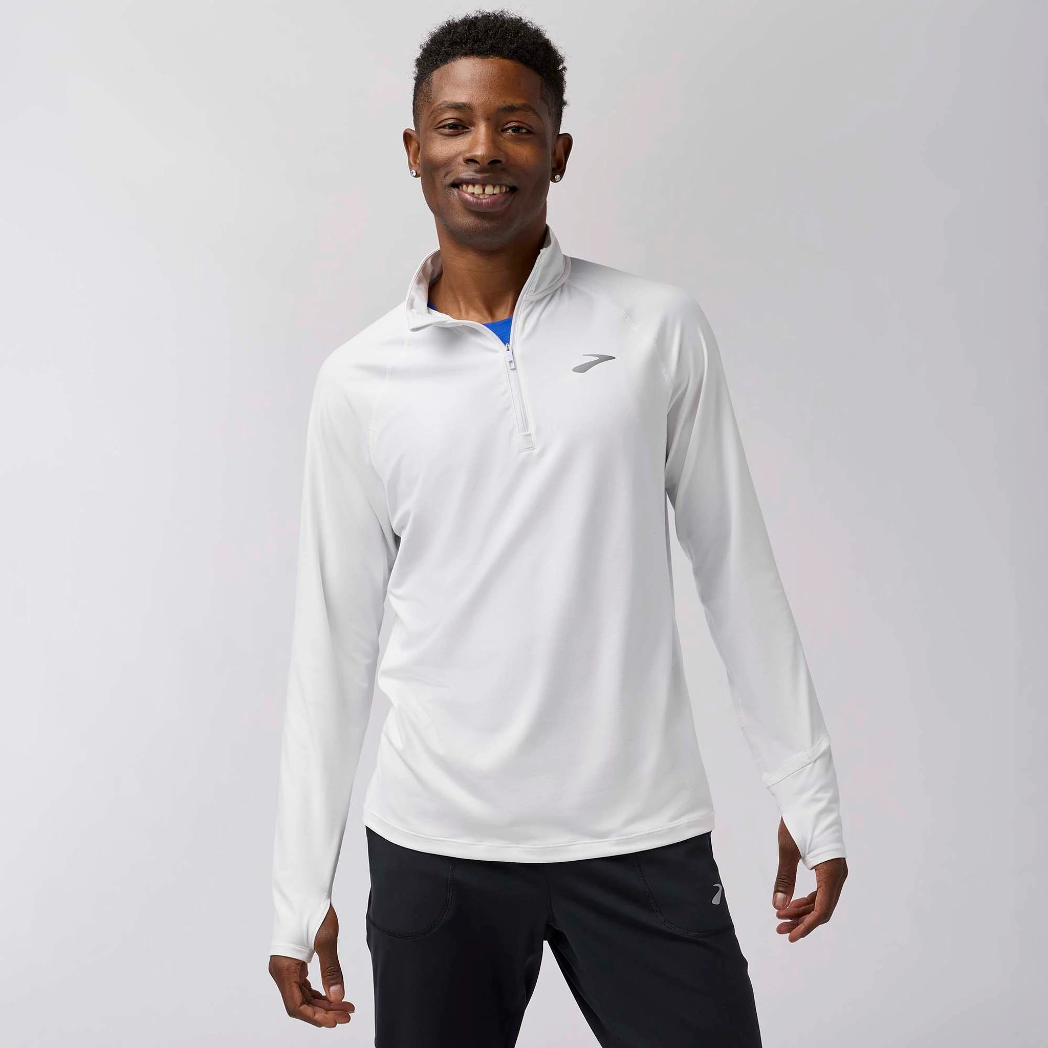 Men's Brooks Dash 1/4-Zip 3.0 - White, Size: M | Apparel - Road Runner Sports