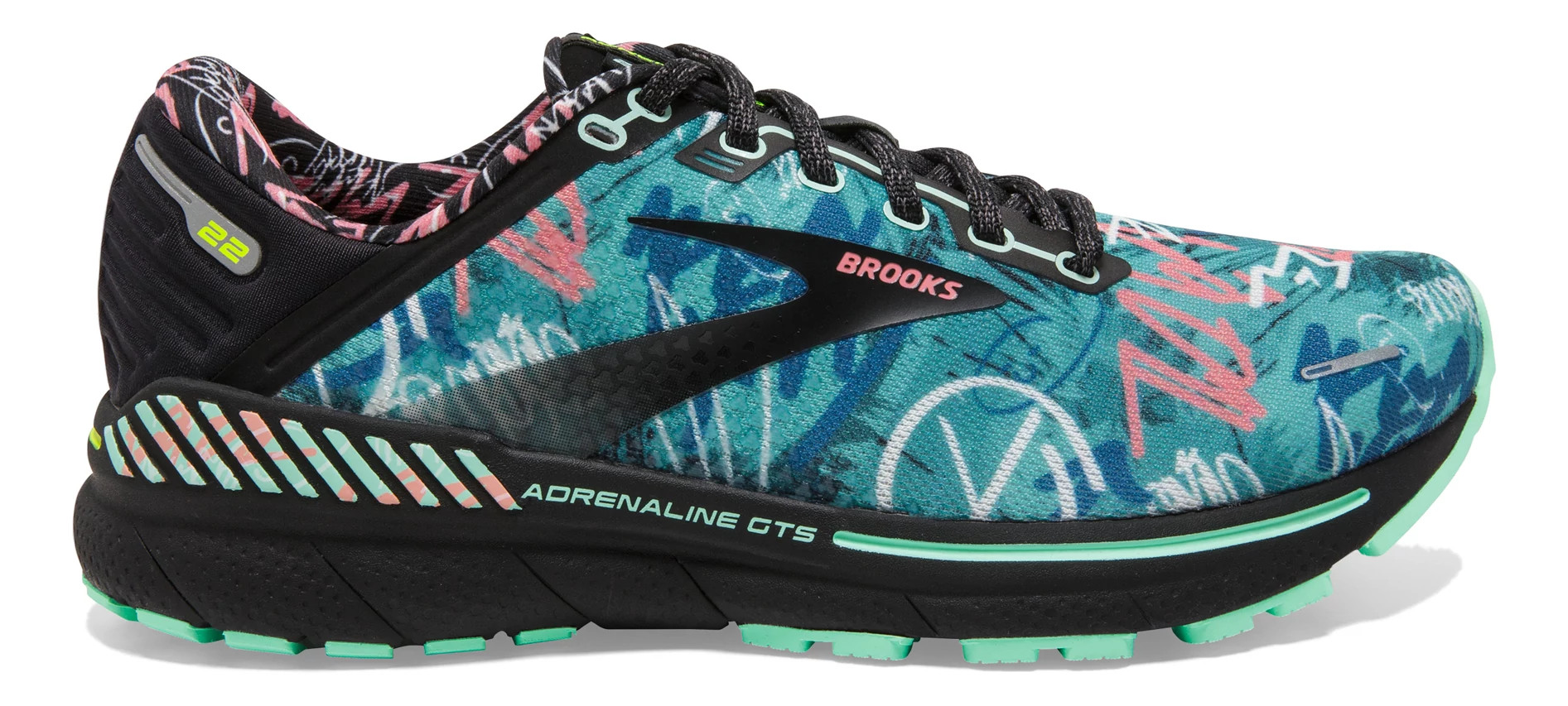 Brooks Adrenaline GTS 22 Women's Black/Yucca/Flamingo Pink, 45% OFF