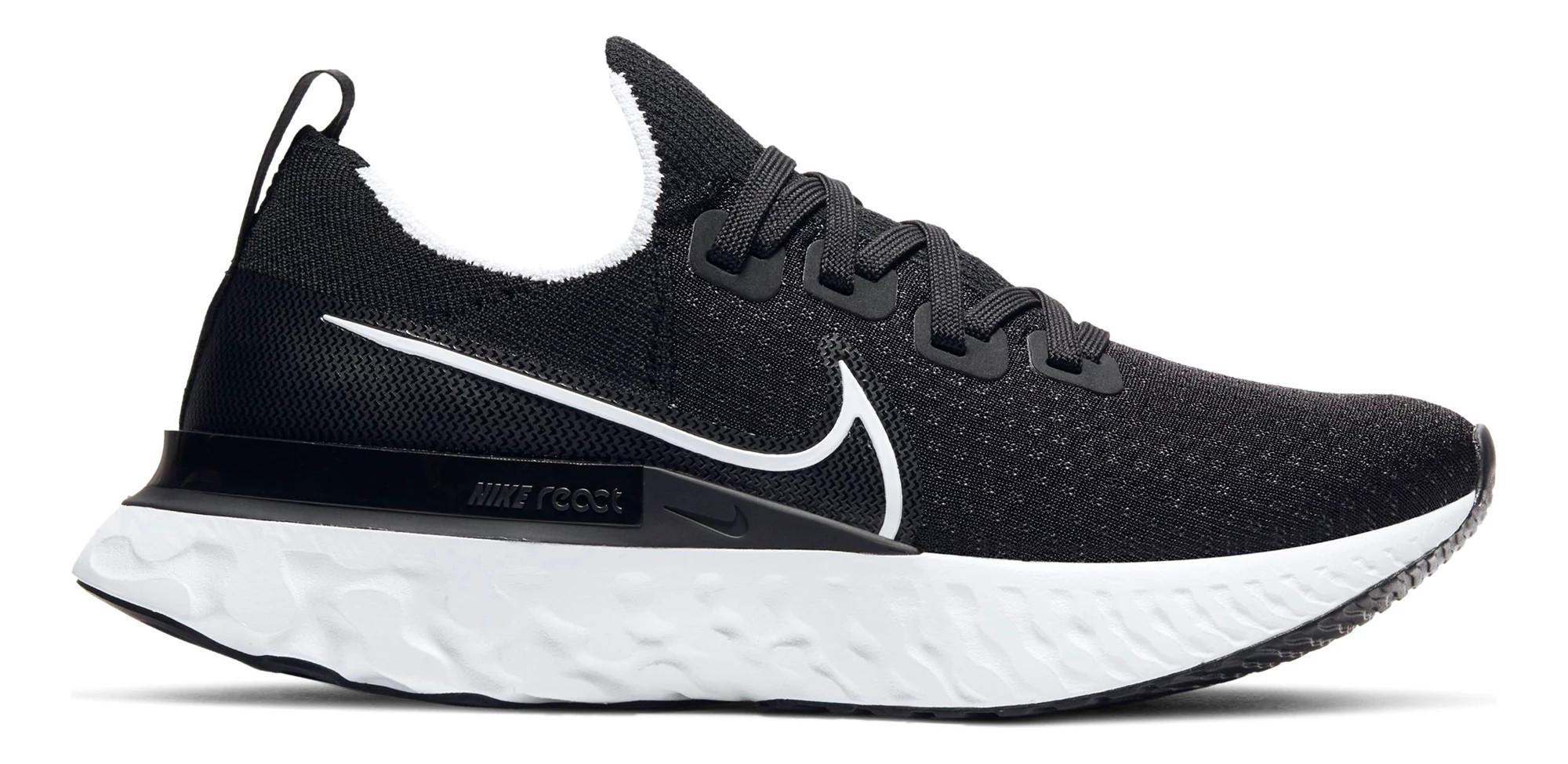 Nike react flyknit black and white best sale