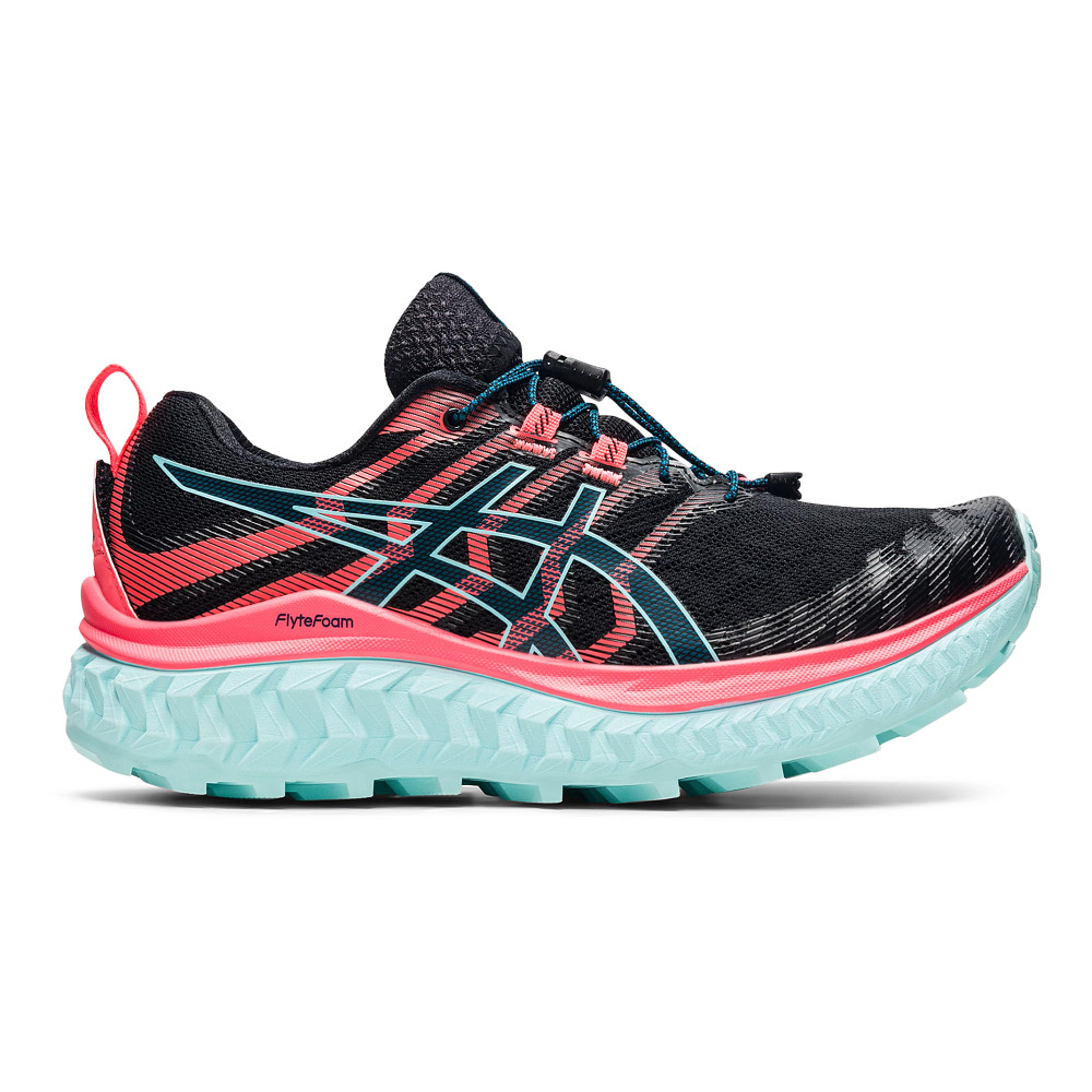 Womens ASICS Trabuco Max Trail Running Shoe - Black/Coral
