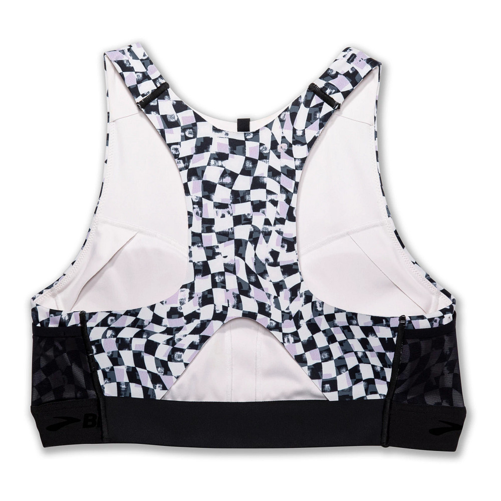 Reebok Training light support printed sports bra in black and white