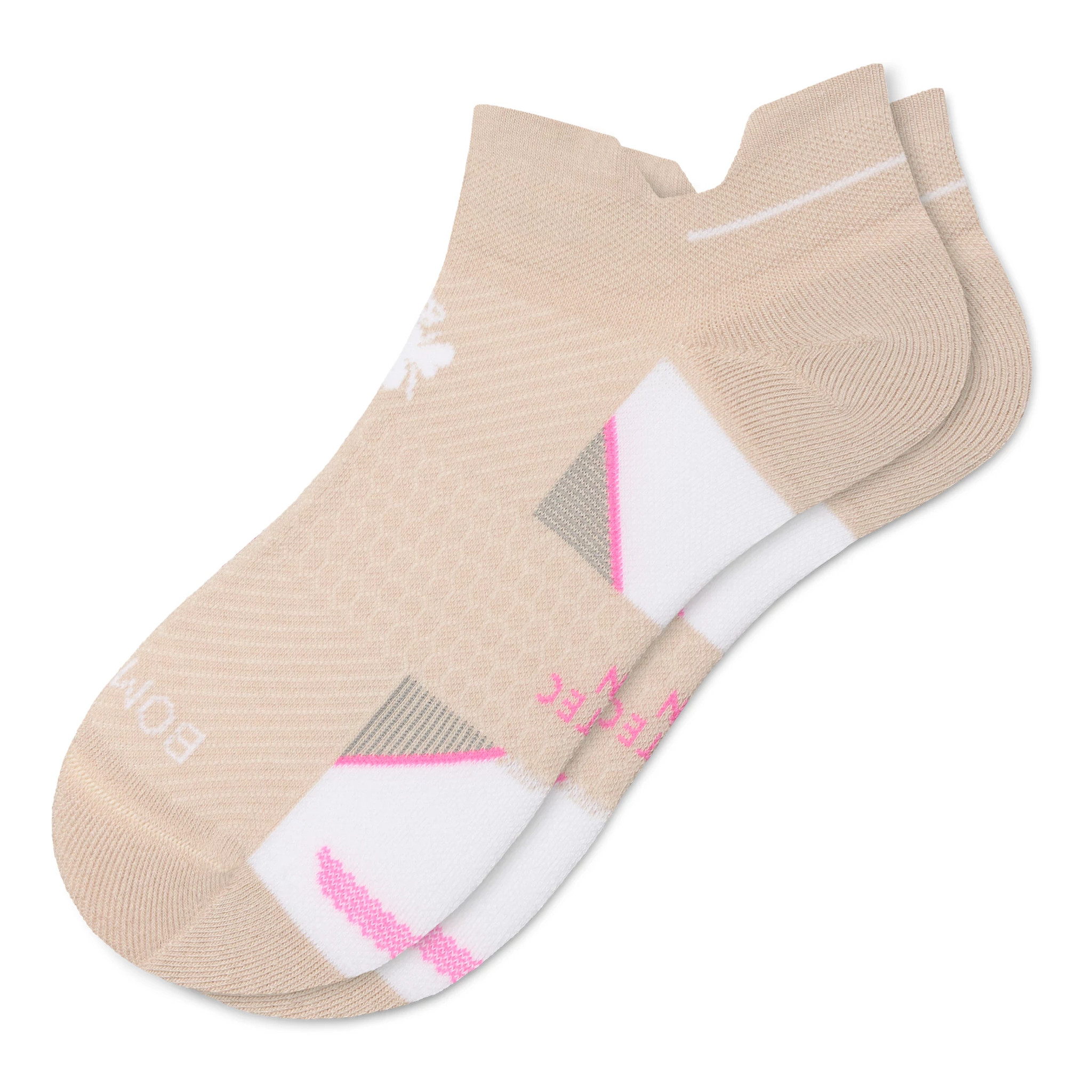Bombas Women's Bombas Run Ankle Socks - Pebble Sand / White, Size: L | Accessories - Road Runner Sports - $18.00 at Road Runner Sports