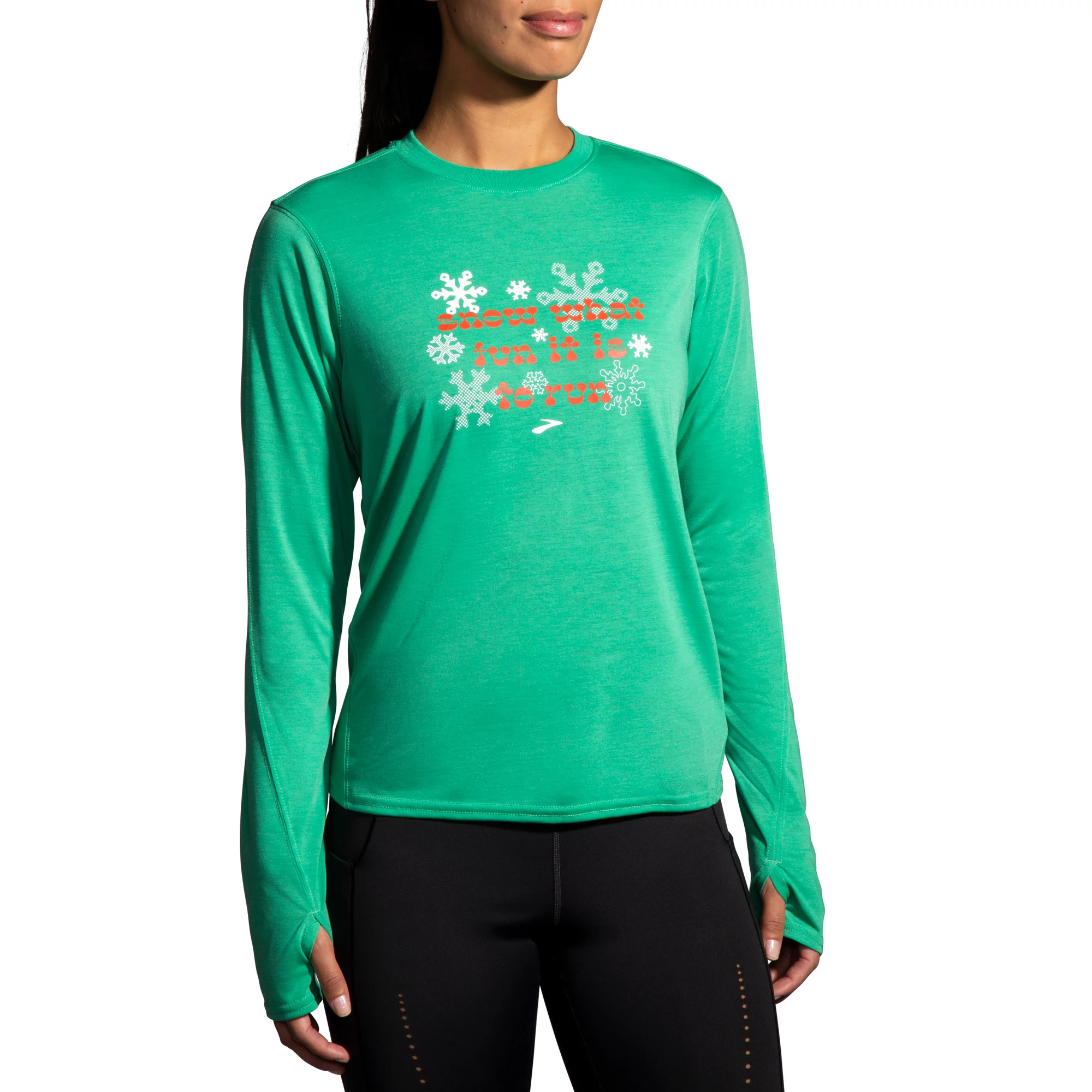 Womens Brooks Run Merry Distance Graphic Long Sleeve Technical Tops