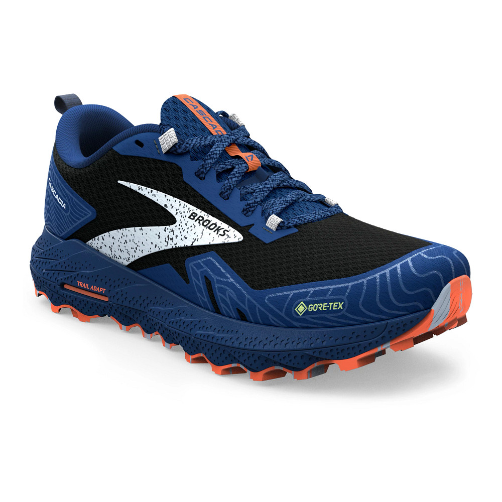  Brooks Men's Cascadia 17 Trail Running Shoe -  Blue/Navy/Firecracker - 7 Medium