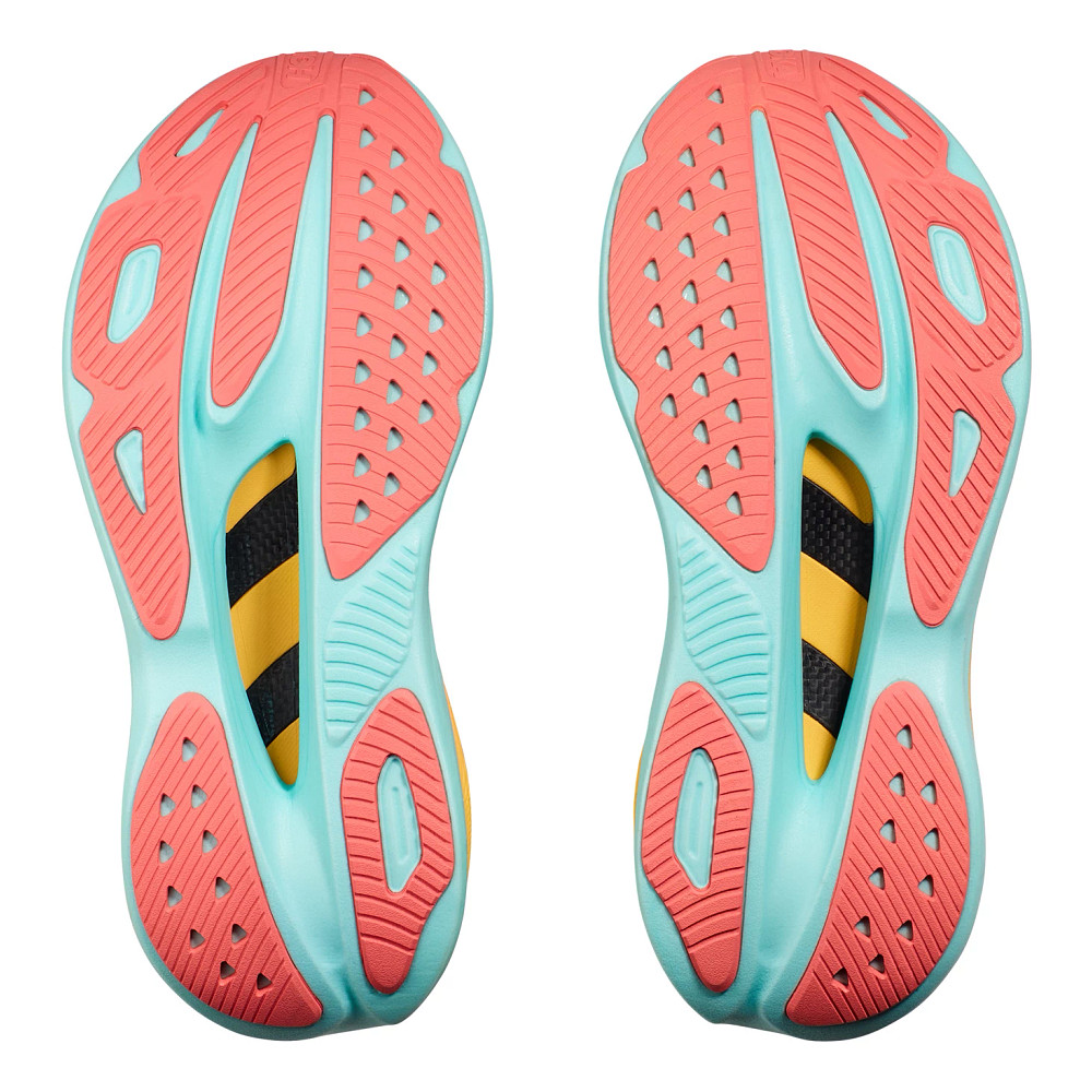 Hoka Skyward X Running Shoes Green/Blue/Orange Women Hoka SkywardX Lime Green Running Shoe with Teal and Orange Accents main image 1