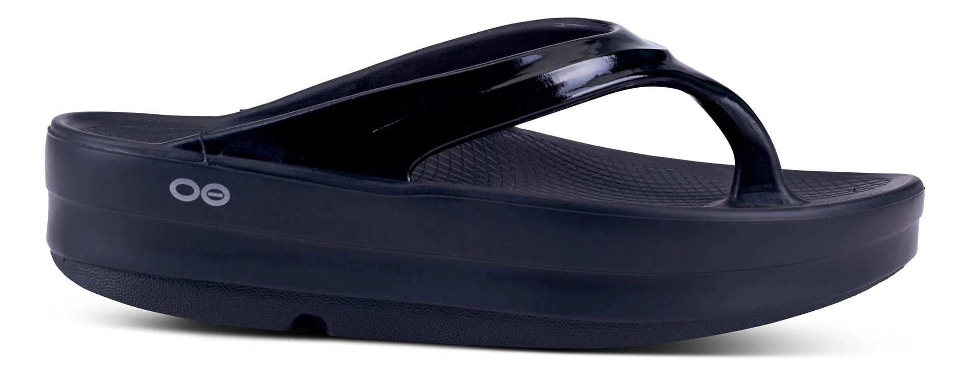 Womens OOFOS OOmega Thong Sandals Shoe - Black