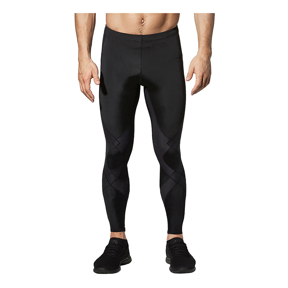 CW-X Men's Stabilyx Joint Support Compression Tights, Black/Green, Small 