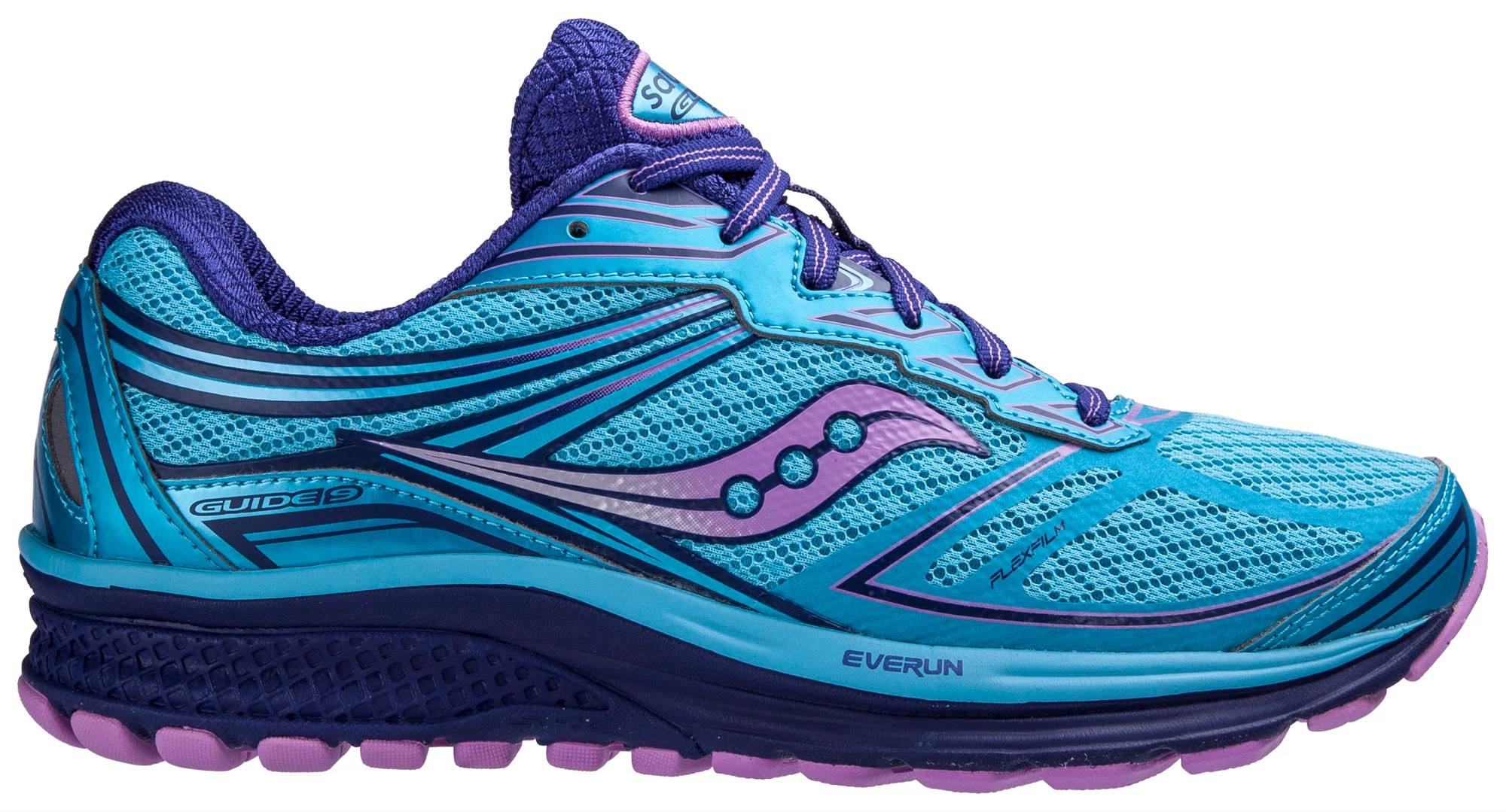 Saucony women's everun guide shop 9 running shoes - blue/purple/pink