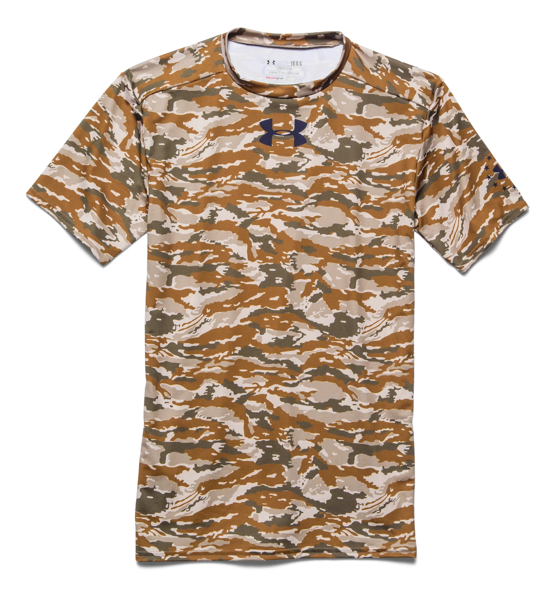 Mens Under Armour Woodland Camo Compression Shirt Short Sleeve