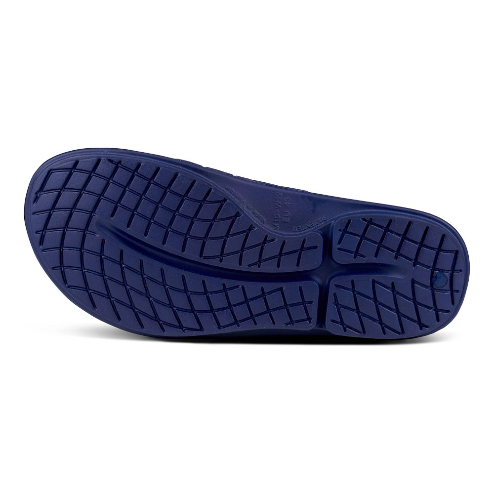 OOFOS Unisex OOahh Sport Flex Navy Stress Relief Comfort Sandal Authentic M4 W6