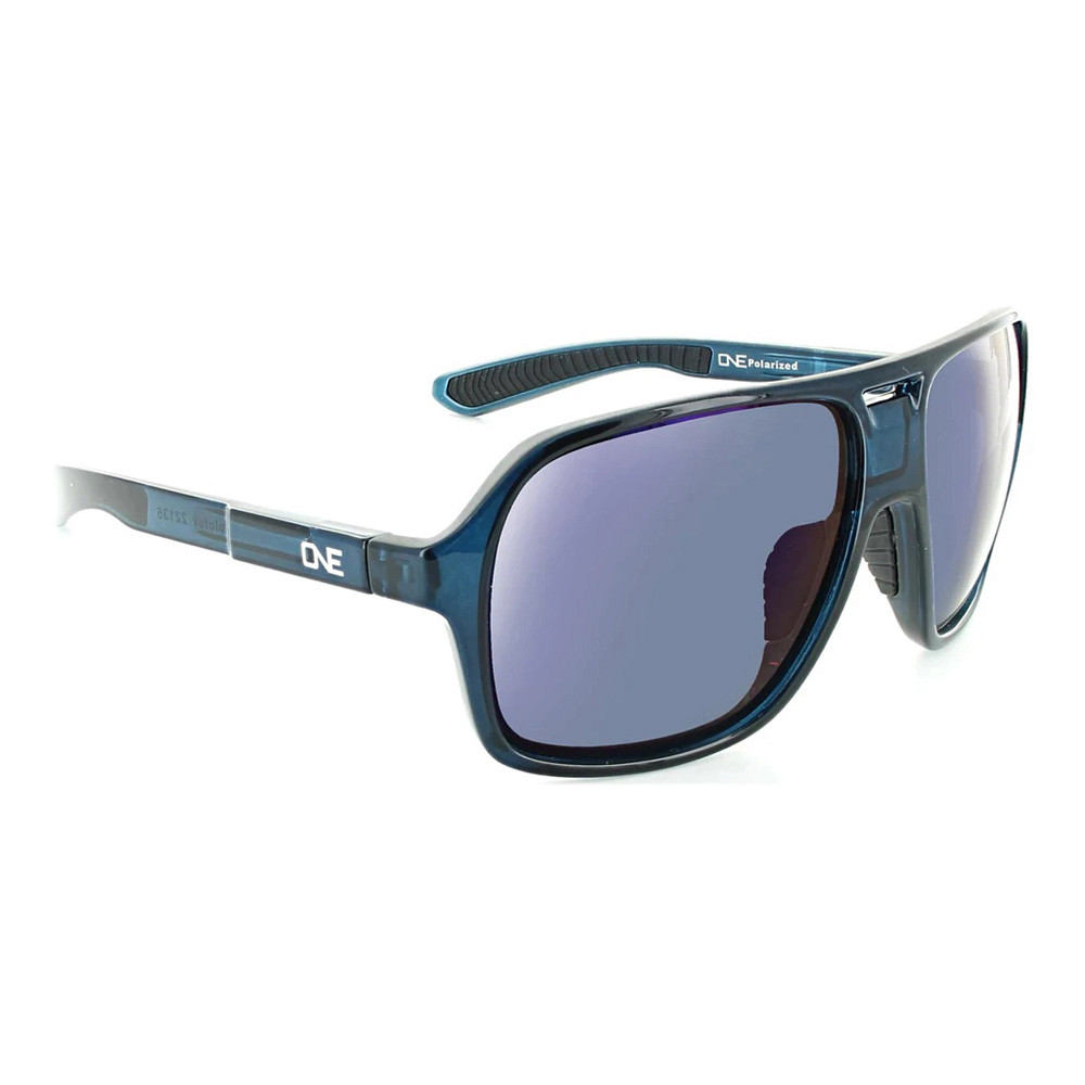 One by Optic Nerve Molotov Sunglasses - Crystal Navy with Black, Polarized Smoke with Gold Lens