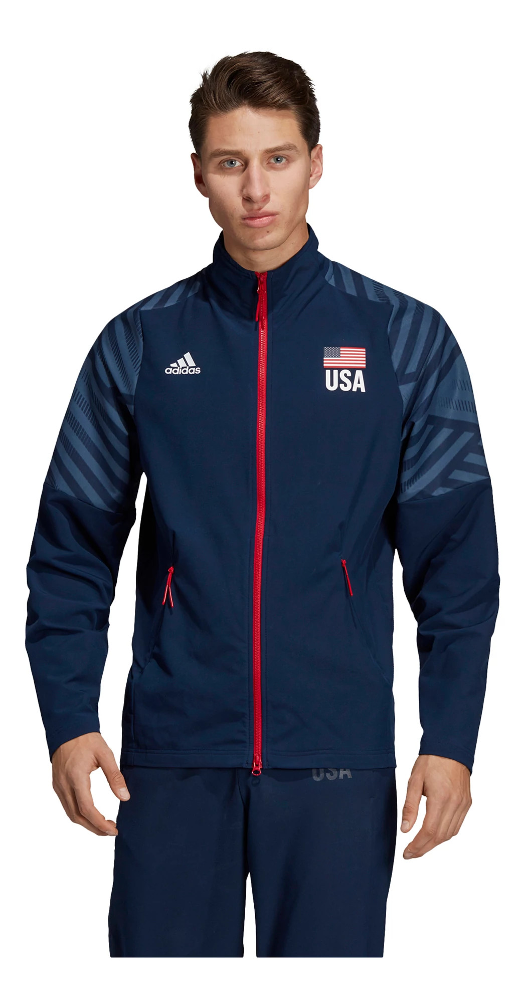 Mens Adidas USA Volleyball WarmUp Running Jackets