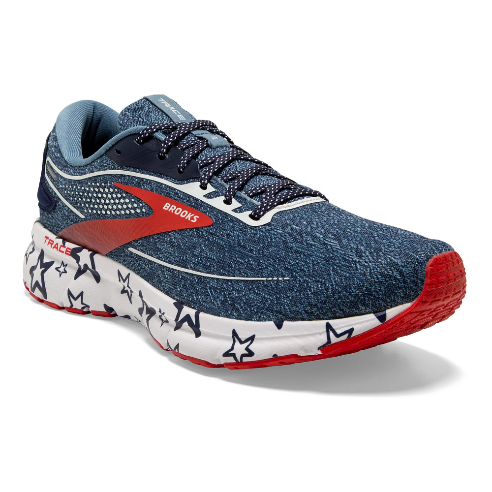 Brooks red white 2025 and blue sneakers