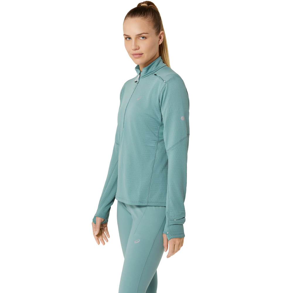 英　0326 Womens ASICS Road Winter Mid Layer Long Sleeve Half Zip
